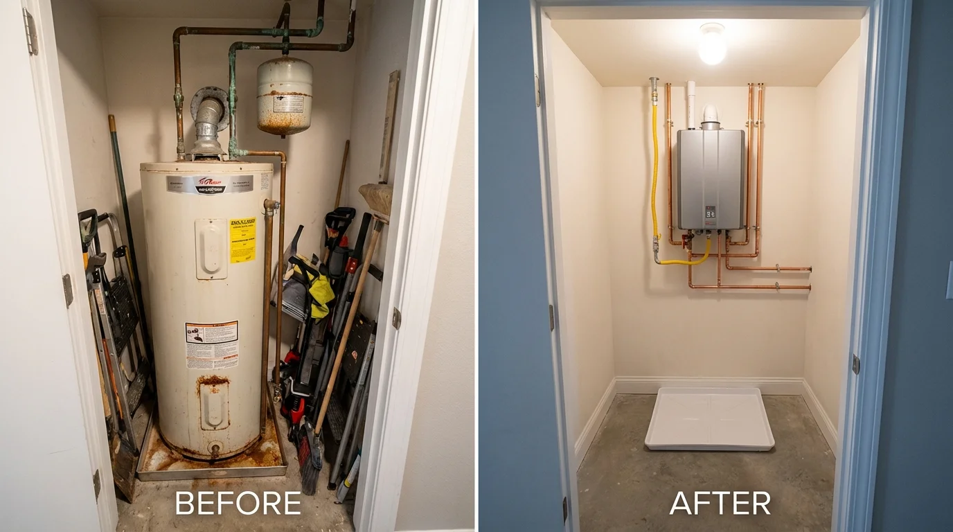 Tank water heater versus wall-mounted tankless unit comparison for Ocala, FL homeowners