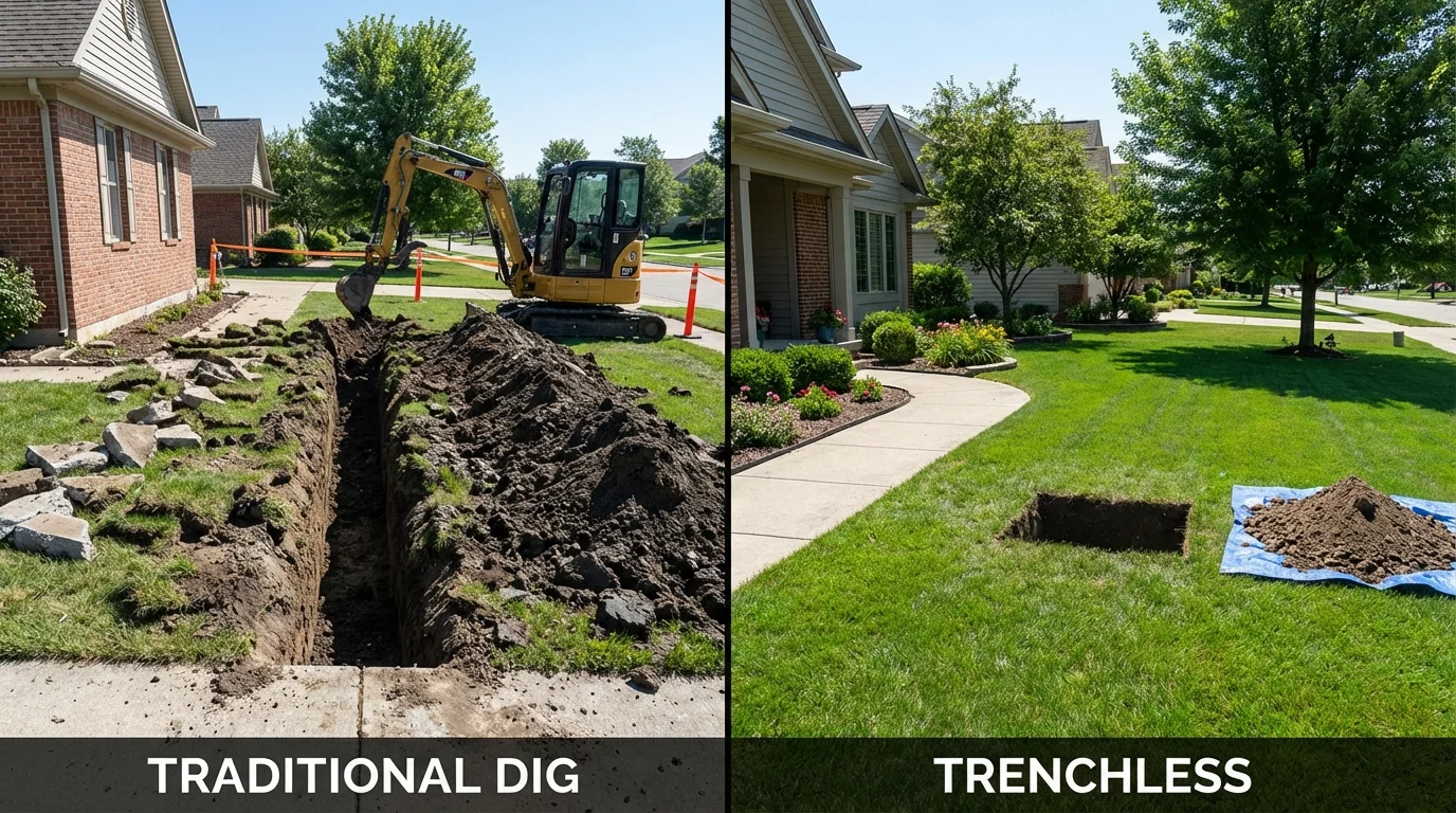 Trenchless sewer repair with minimal yard damage versus traditional excavation in Ocala, FL
